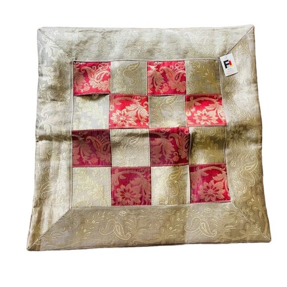 Hollywood Regency Decorative Pillow Shams Gold Burgundy Home Deco Square u - Picture 2 of 5